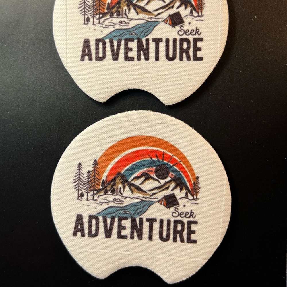 Seek Adventure Mountain Rainbow Car Cup Holders Coasters Set Of 2  New